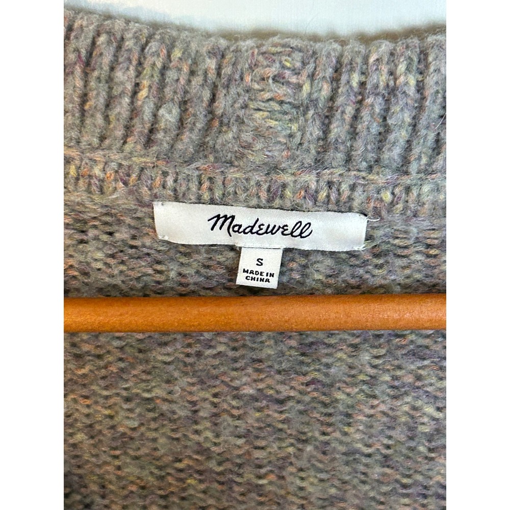 Madewell Dalny Notch-Collar Cardigan Sweater Marled Pansy Small - Picture 5 of 6